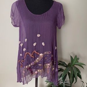 HAND EMBROIDERED silk blouse